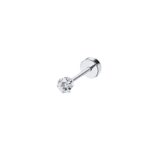 Labret - Zirconia mediana Silver