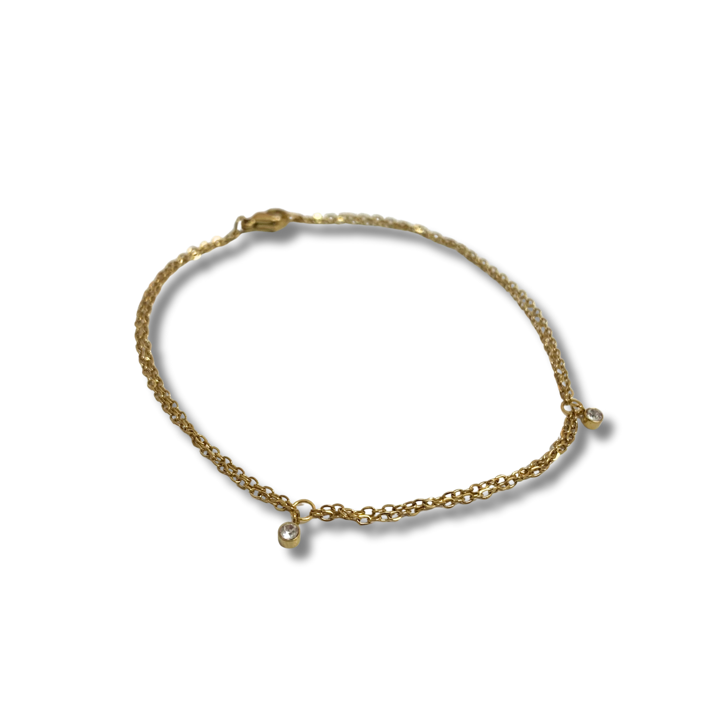 Pulsera - Doble Cristal Dorado