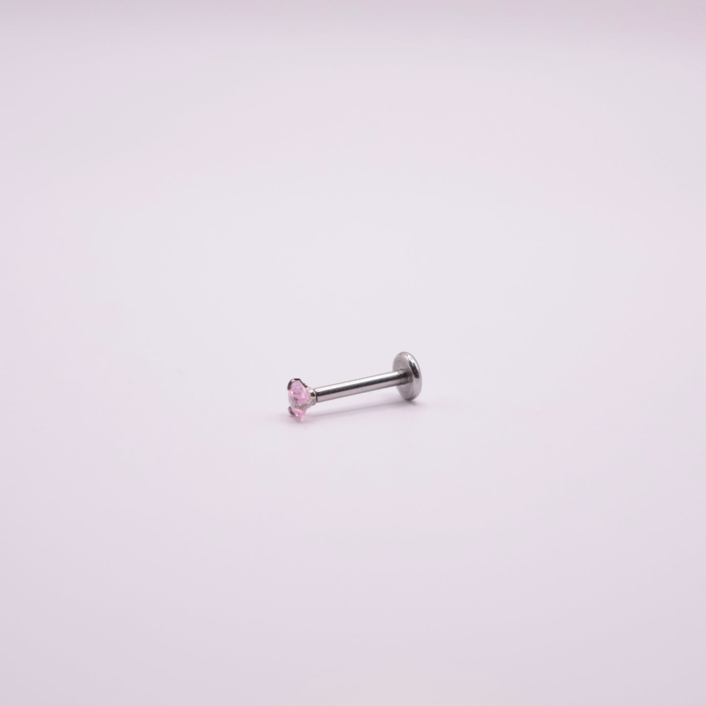 Labret - Corazón rosa mediano plateado