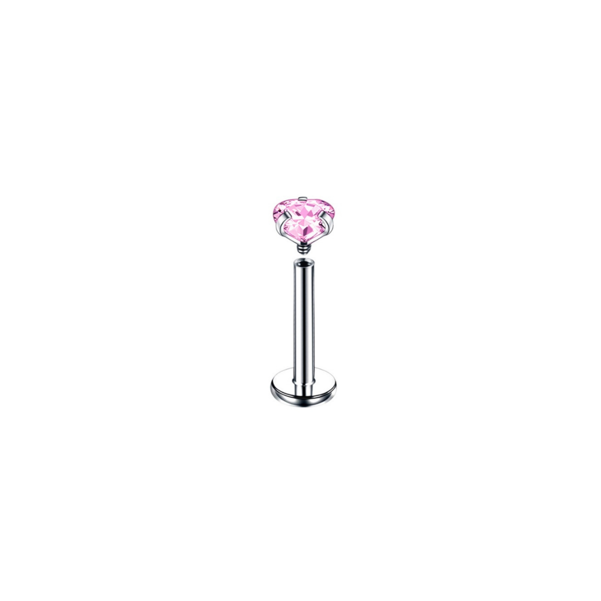 Piercing Labret - Zirconia Corazón Rosa
