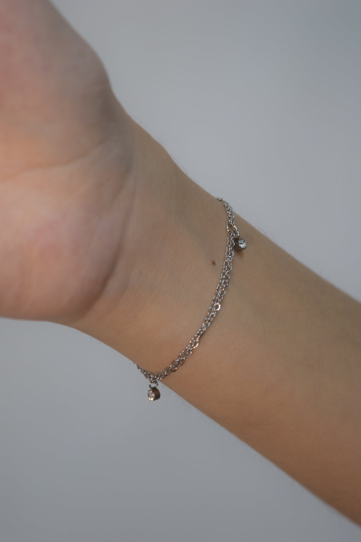 Pulsera - Doble Cristal Plateado