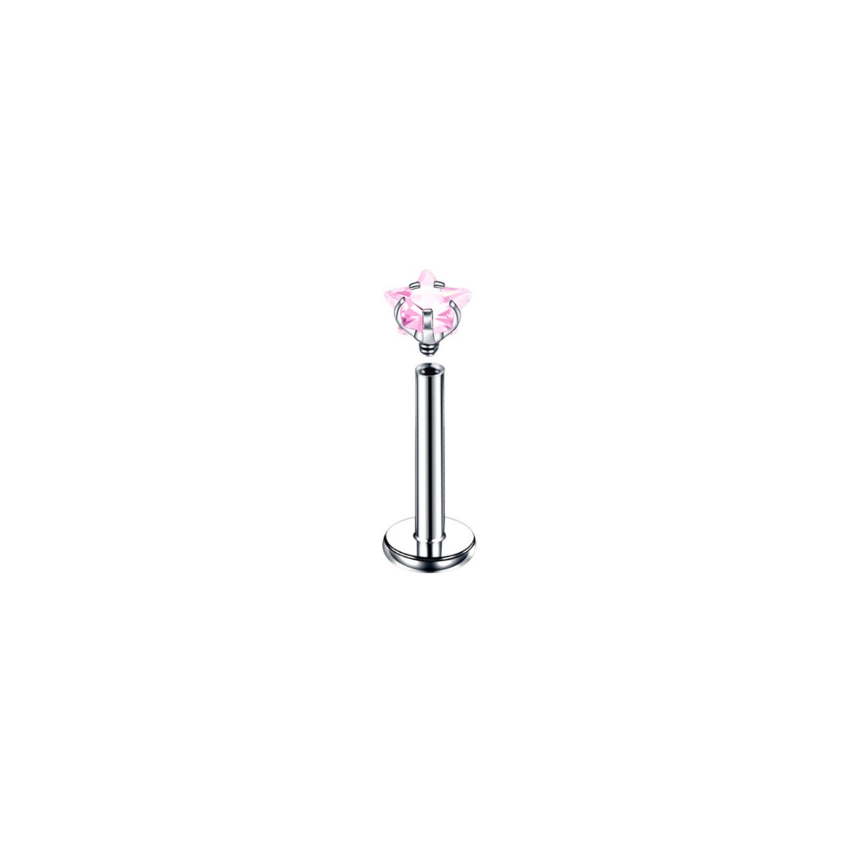Piercing Labret - Zirconia Estrella Rosa
