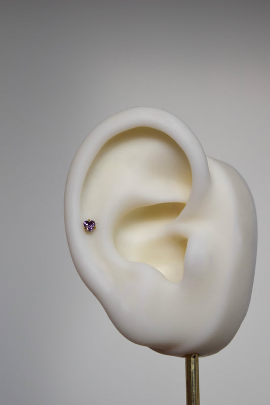 Labret - Corazón cristal morado mediano