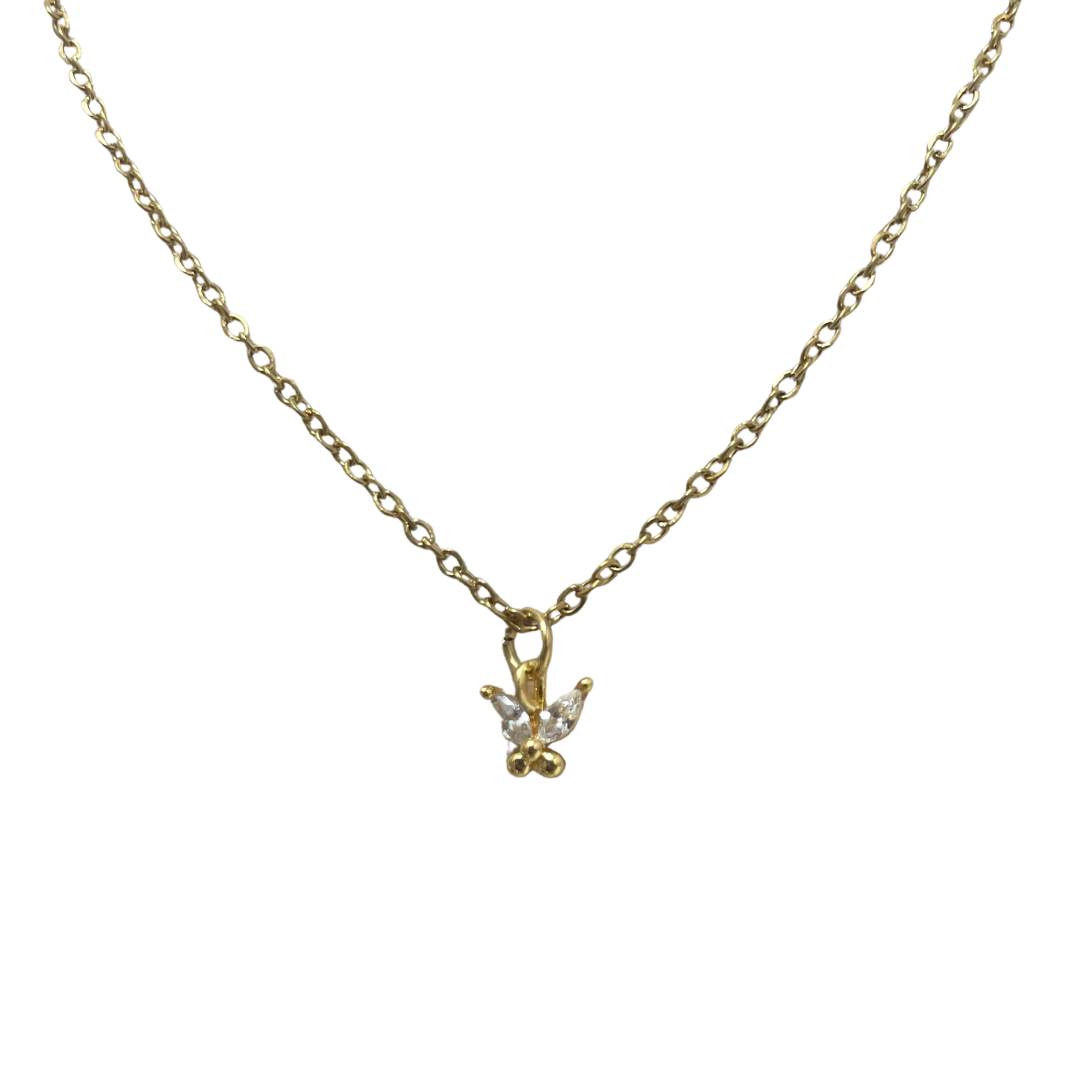 Collar - mariposa con zirconia