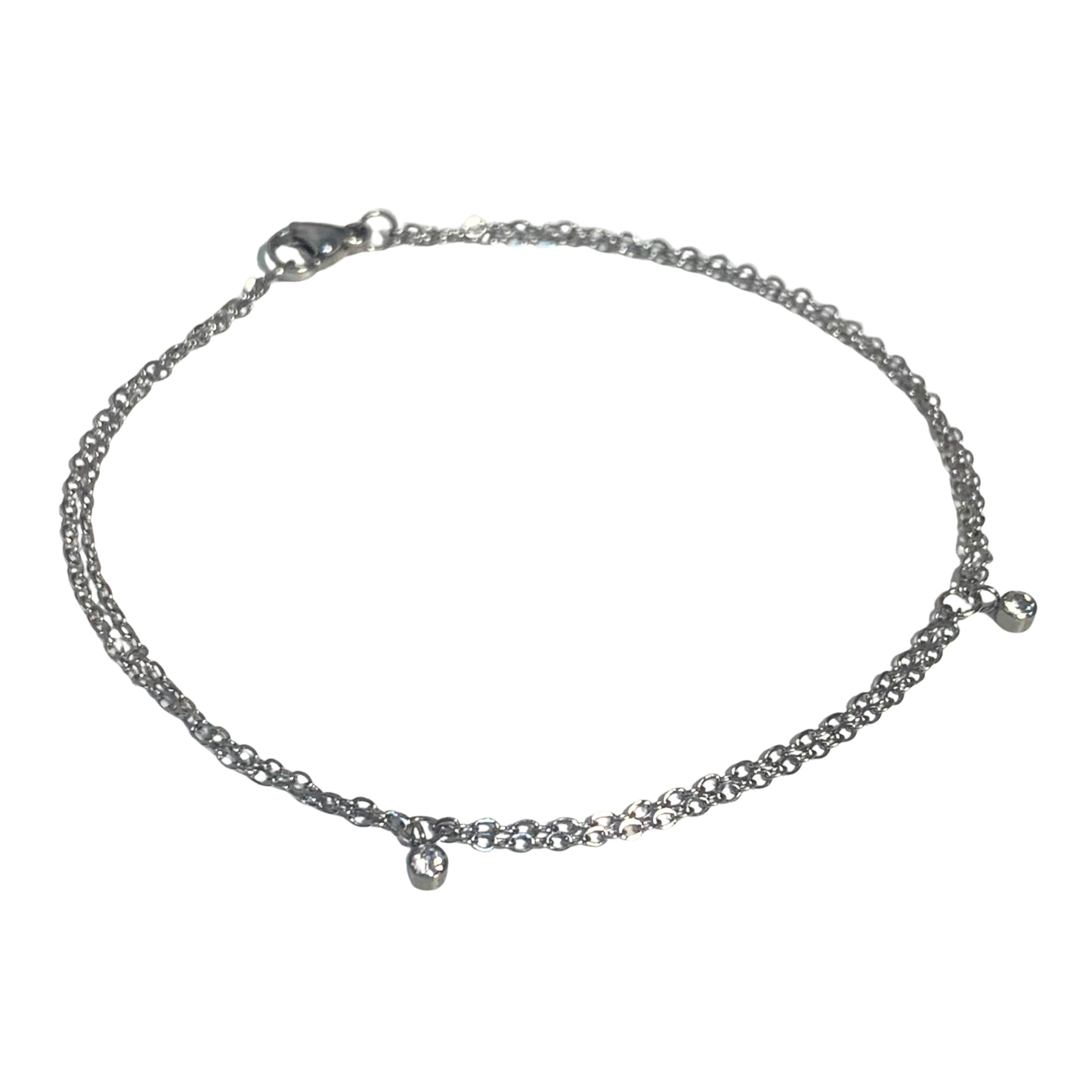 Pulsera - Doble Cristal Plateado