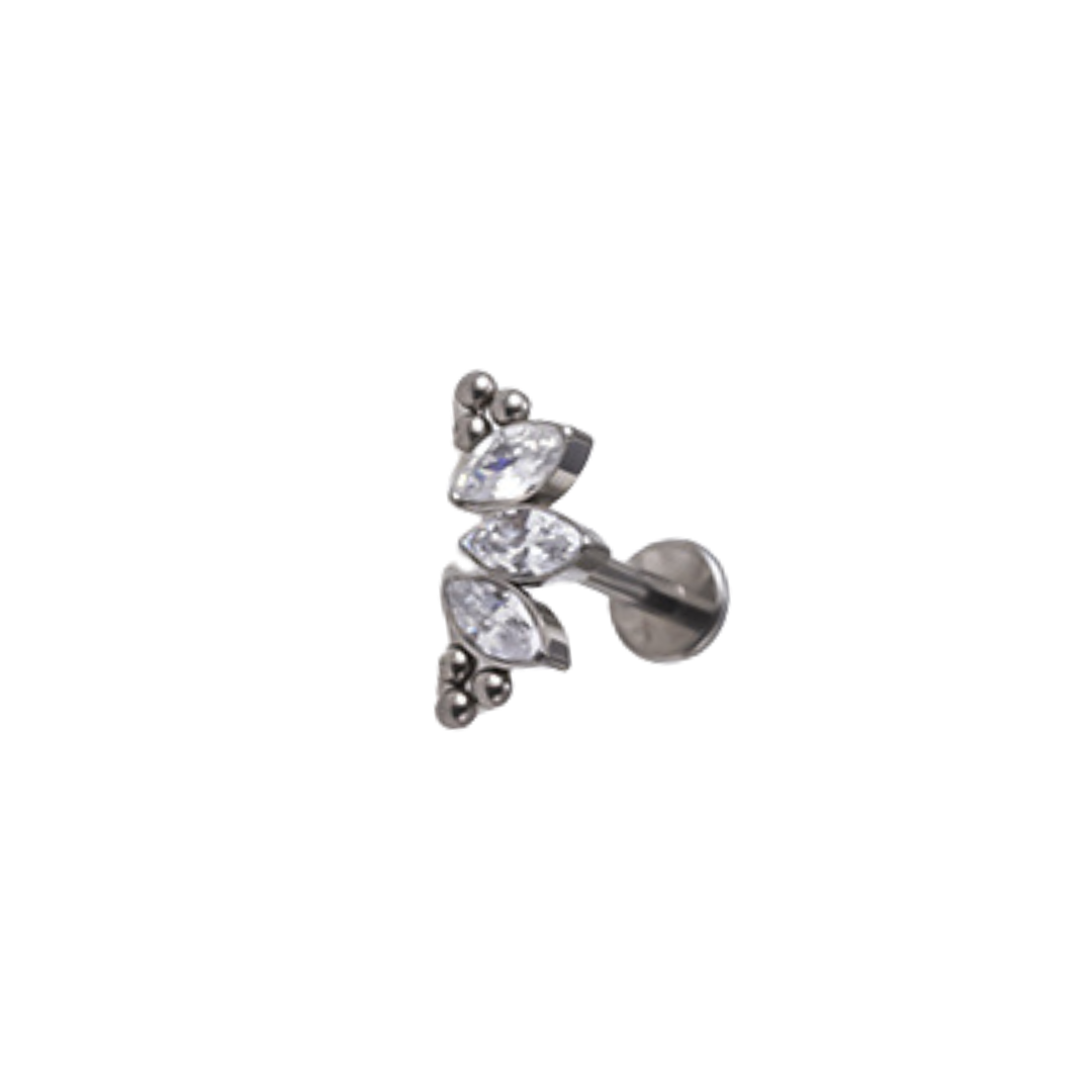 Labret titanio - corona plateada