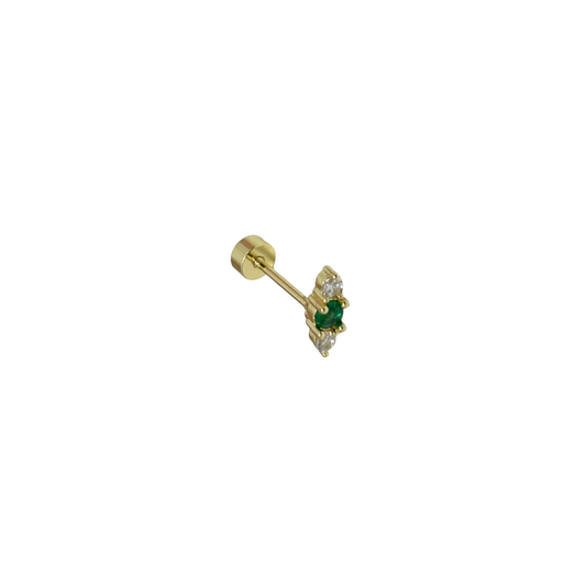 Labret - Palillo verde zirconias