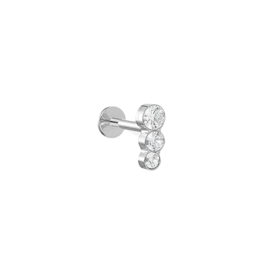 Labret titanio - tres zirconias plateadas