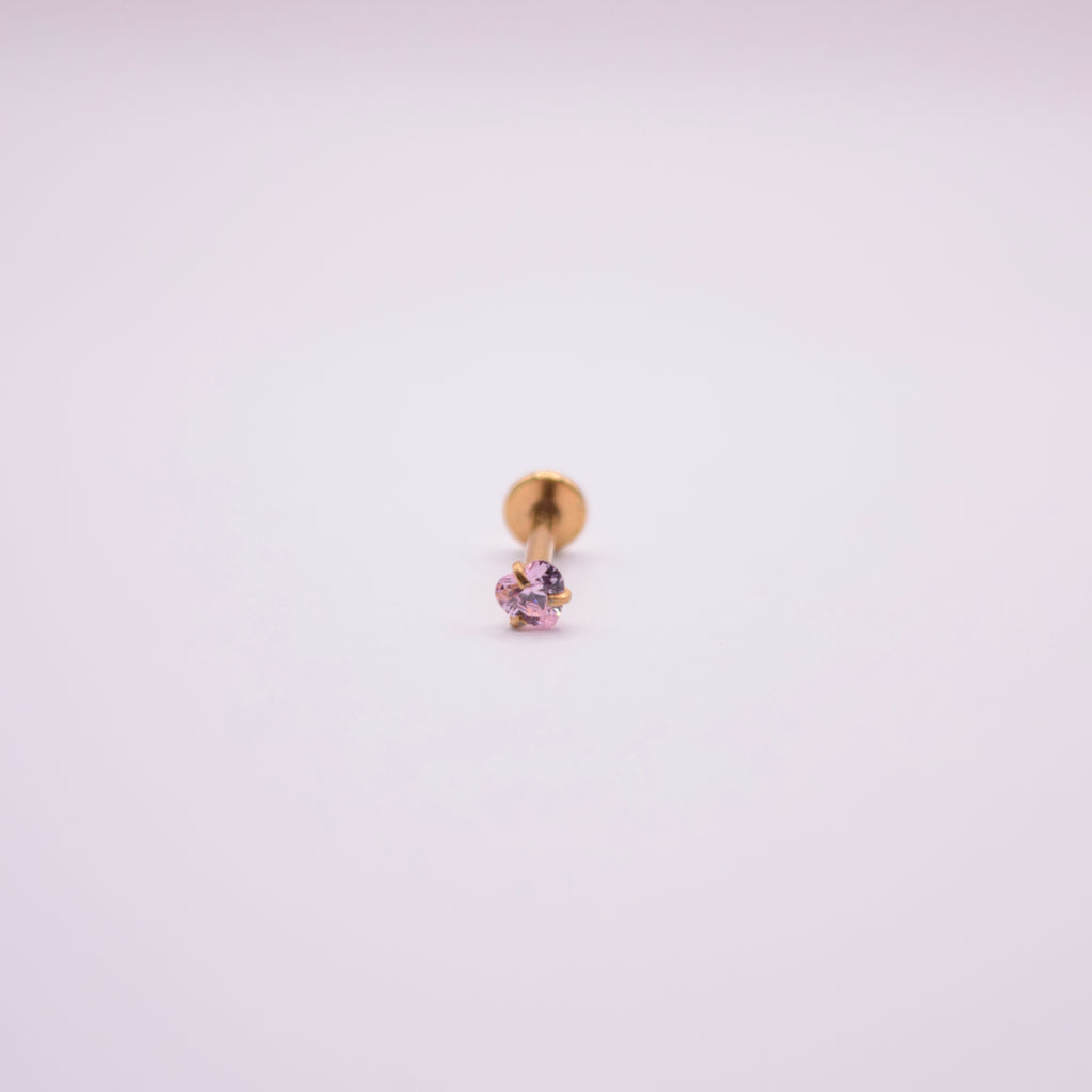 Labret -  Corazón Cristal Rosa mediano