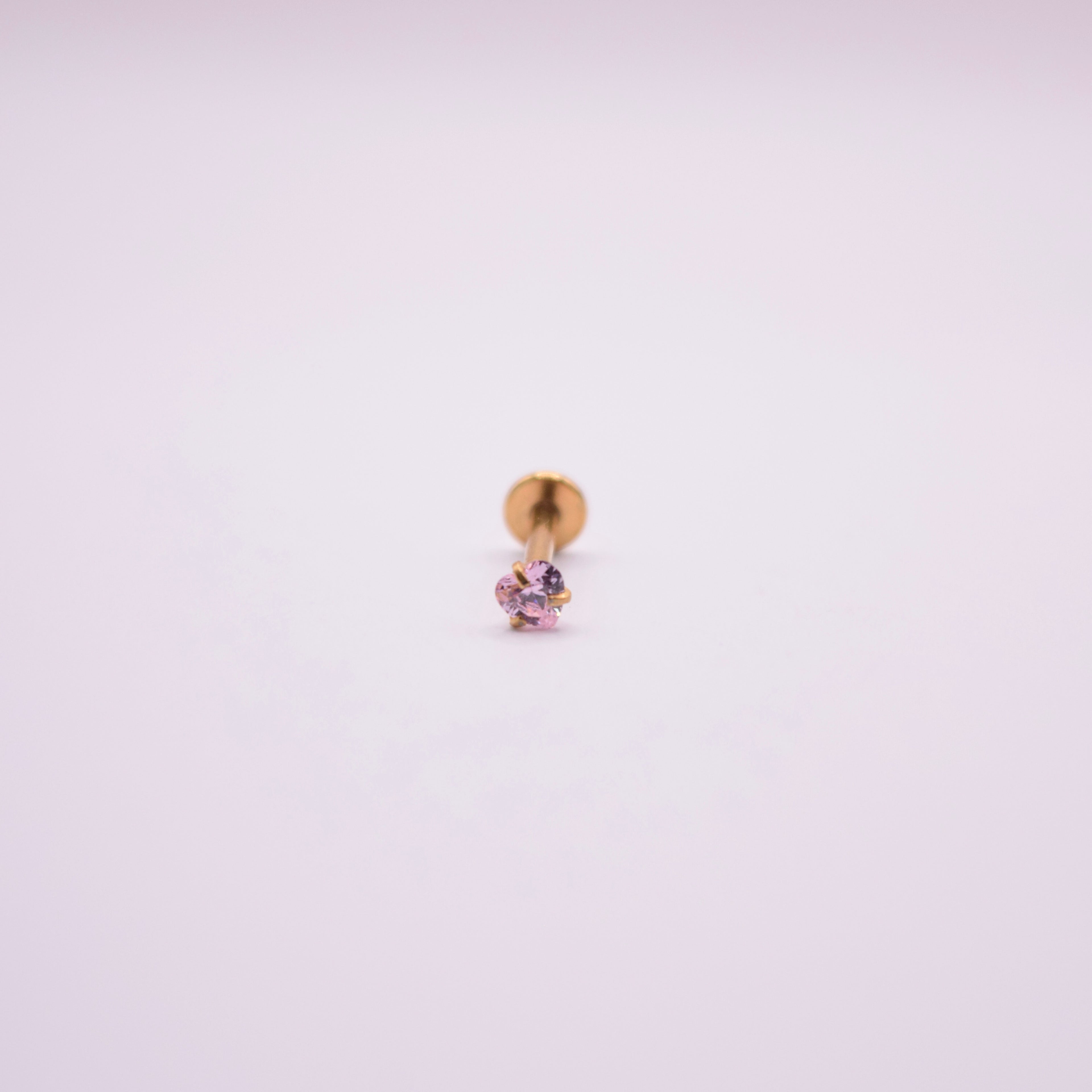 Labret -  Corazón Cristal Rosa mediano