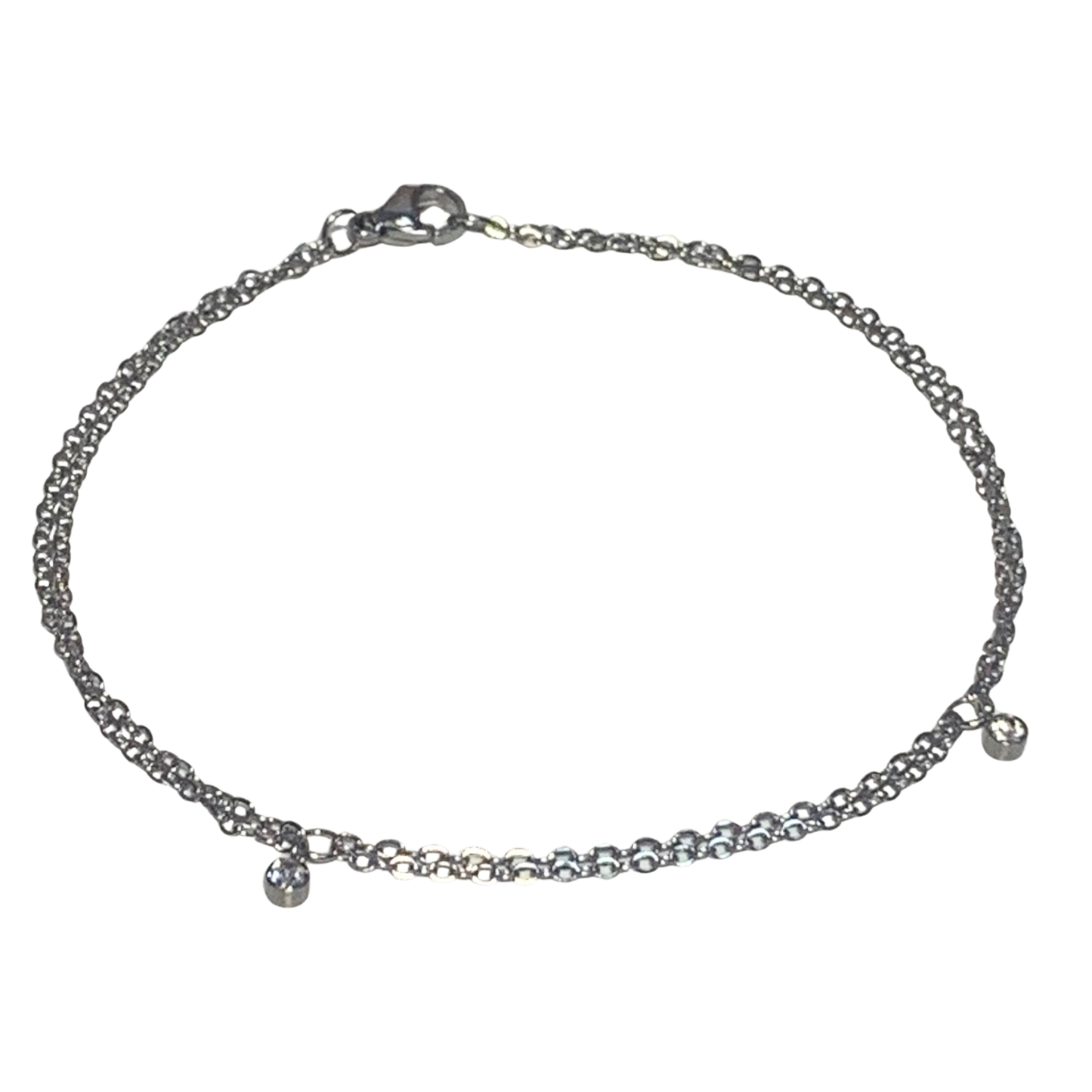 Pulsera - Doble Cristal Plateado
