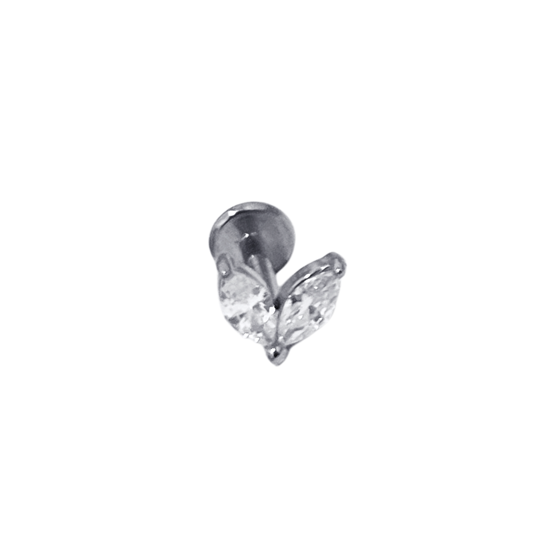 Labret titanio - doble hoja plateaada