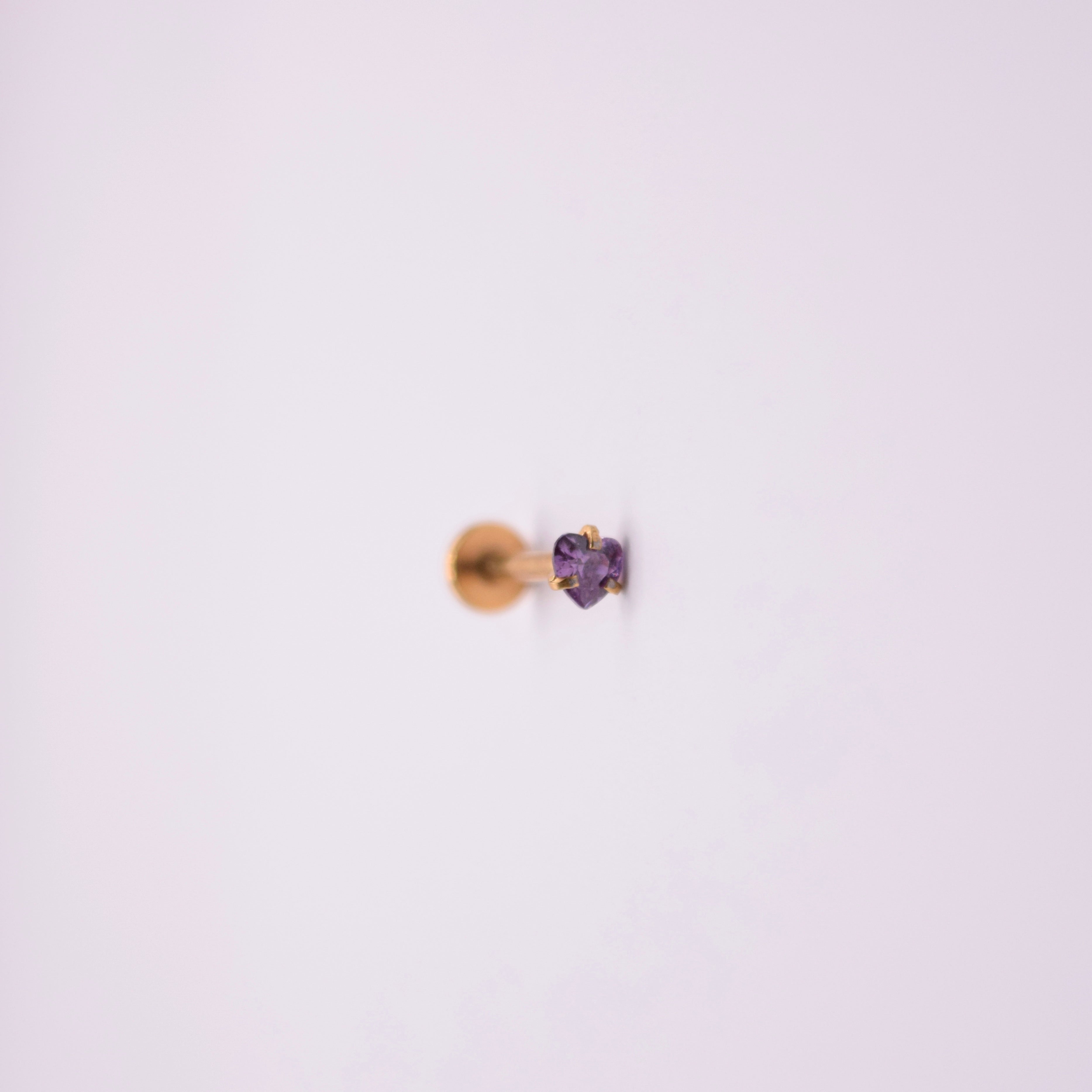 Labret -  Corazón Cristal Morado mediano