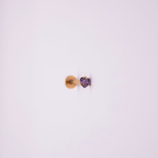 Labret -  Corazón Cristal Morado mediano