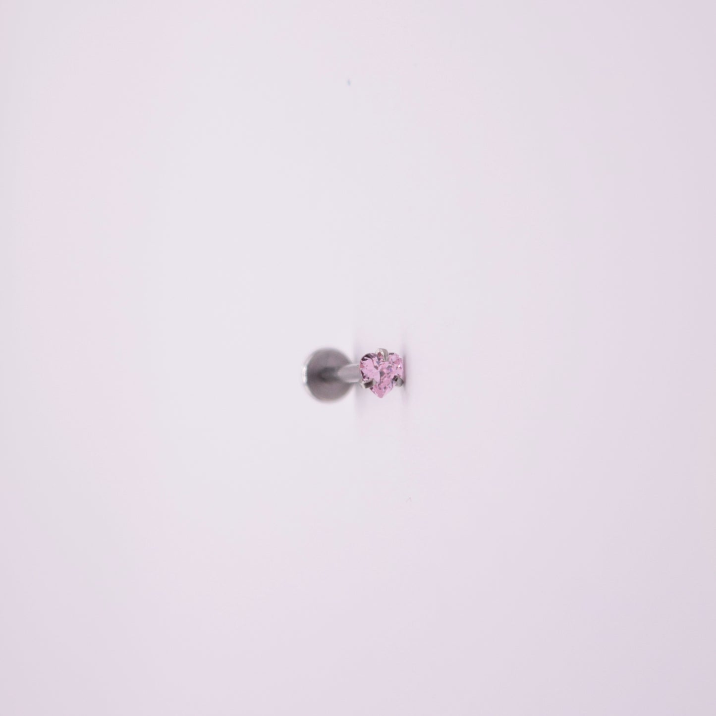 Labret - Corazón rosa mediano plateado