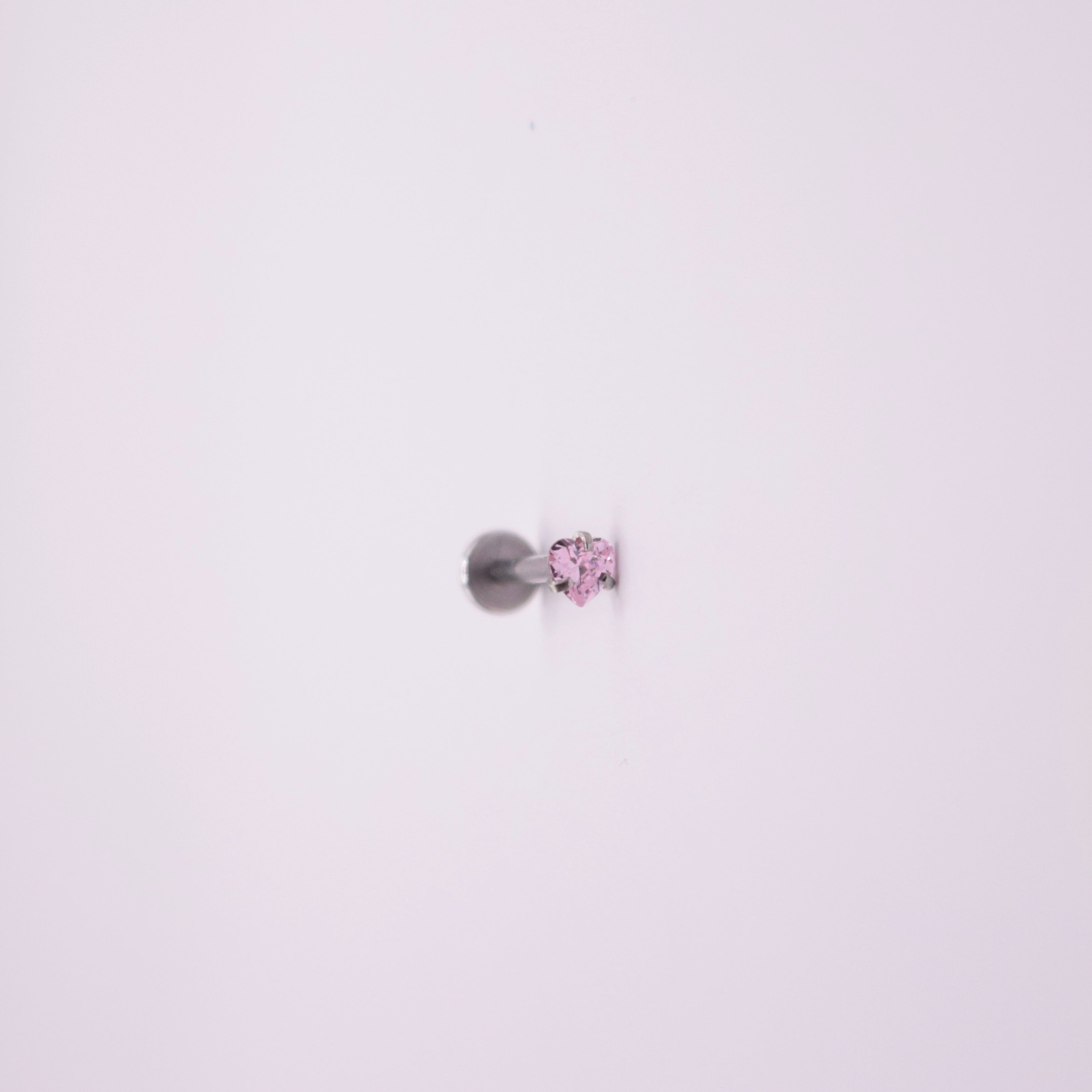 Labret - Corazón rosa mediano plateado