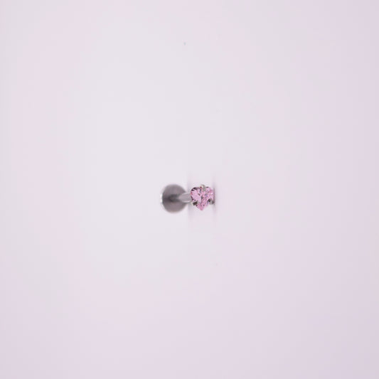 Labret - Corazón rosa mediano plateado