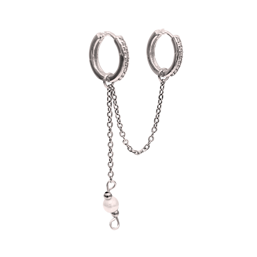 Piercing - Doble cadena perlado silver