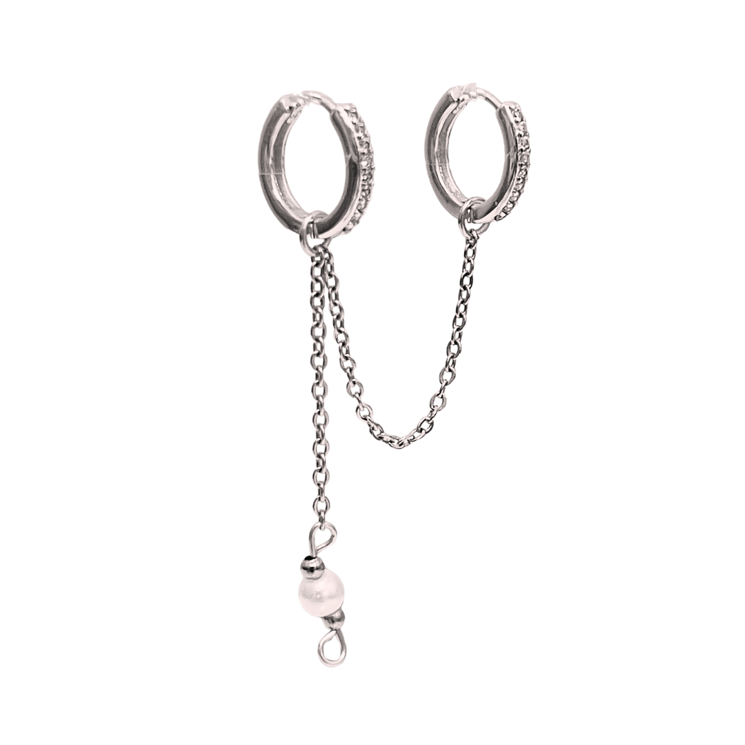 Piercing - Doble cadena perlado silver
