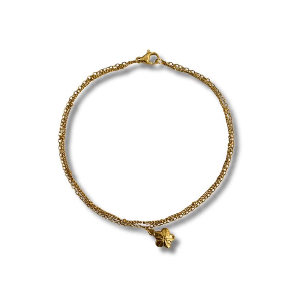 Pulsera - doble cadena con flor