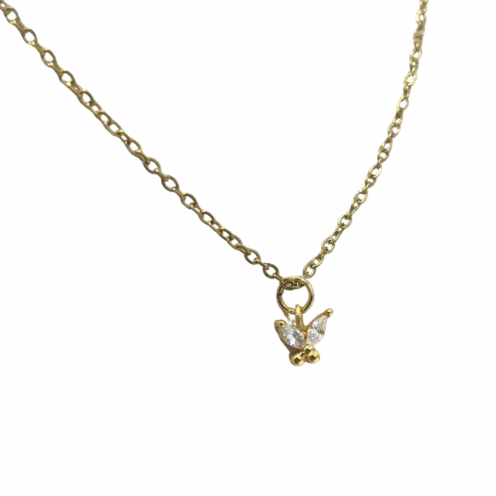 Collar - mariposa con zirconia