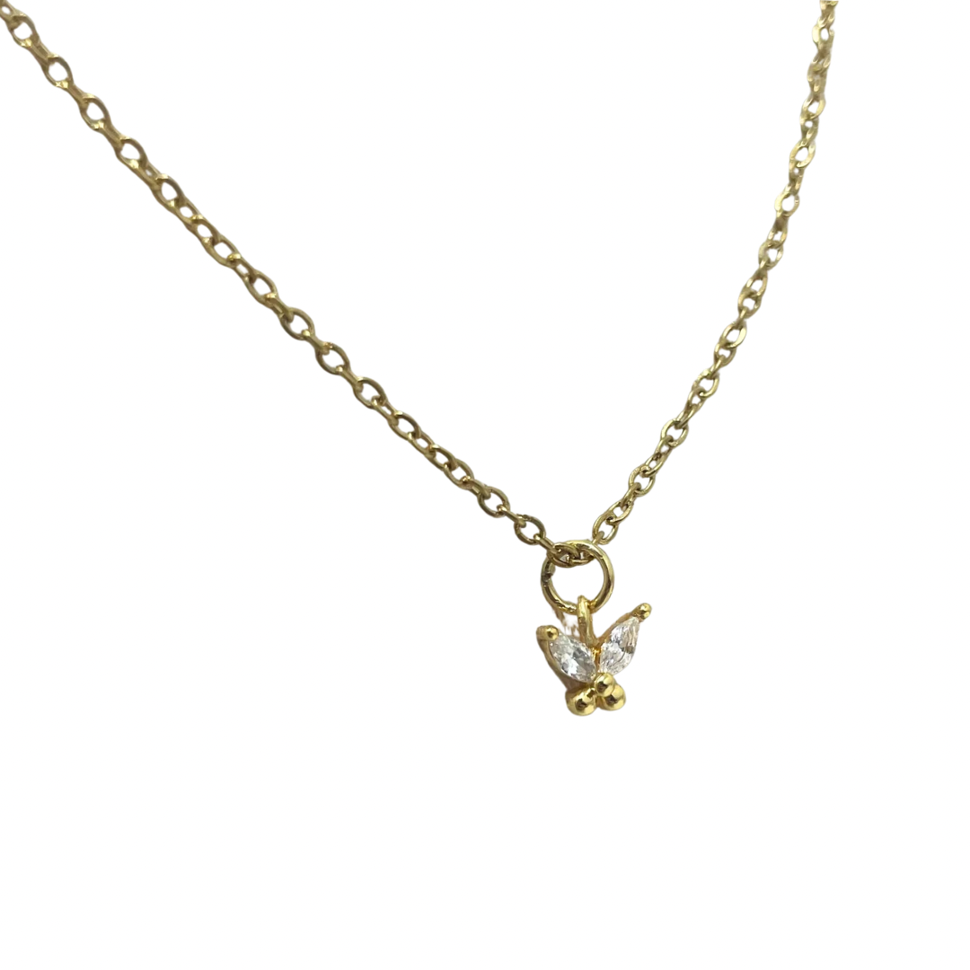 Collar - mariposa con zirconia