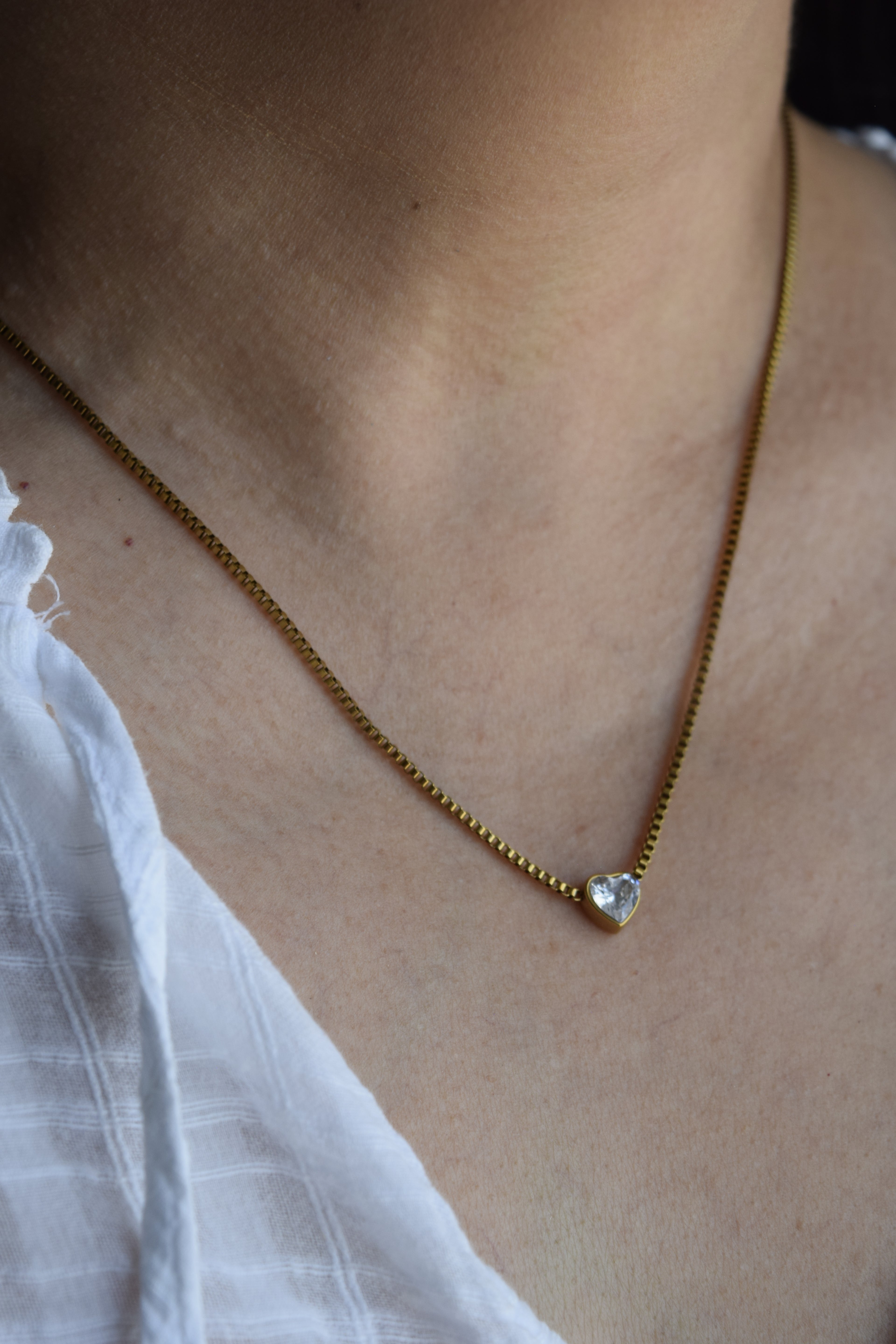 Collar - Corazón de Cristal dorado