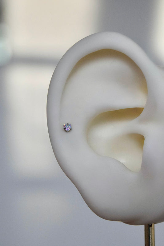 Labret - Corazón tornasol blanco mini