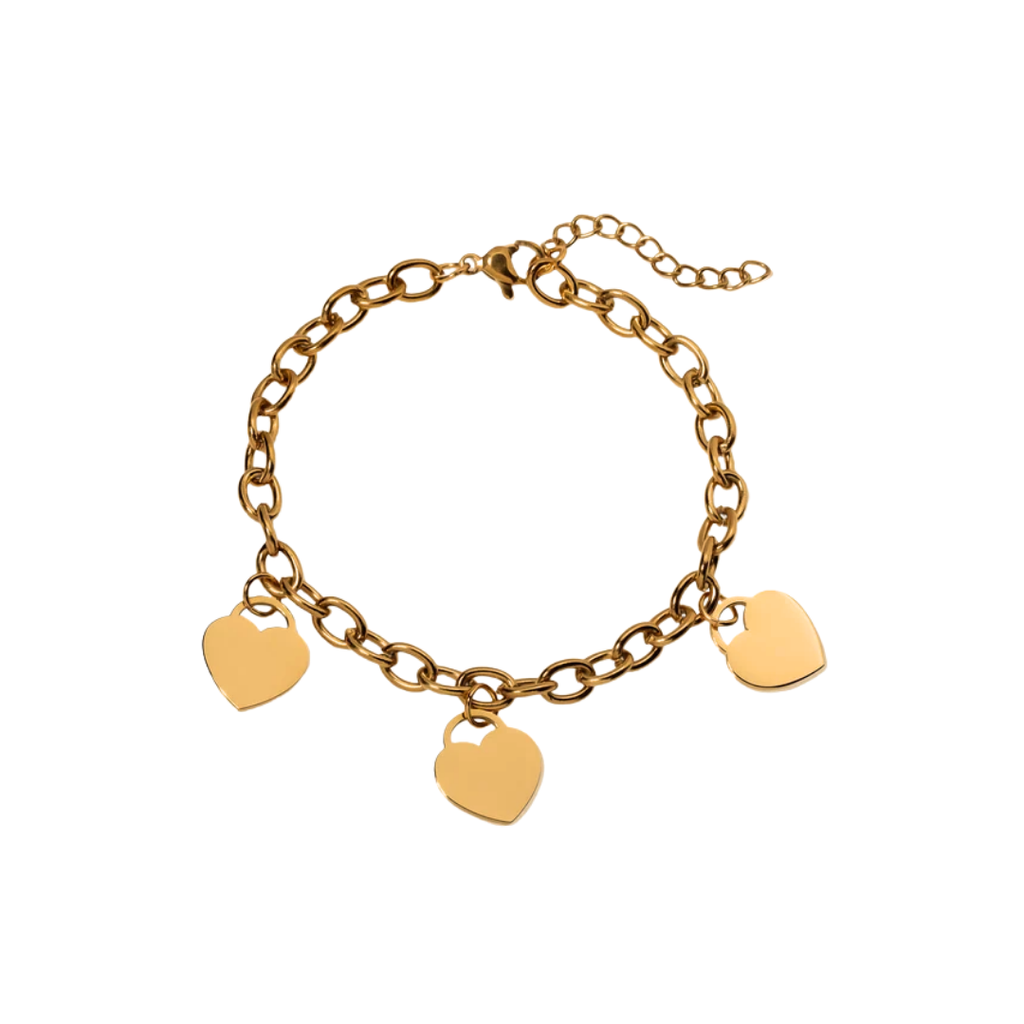 Pulsera - Charm Corazones dorado