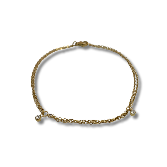 Pulsera - Doble Cristal Dorado