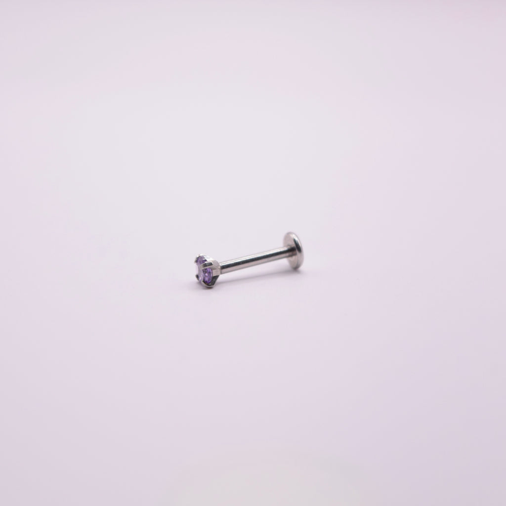 Labret - Cristal morado plateado mediano