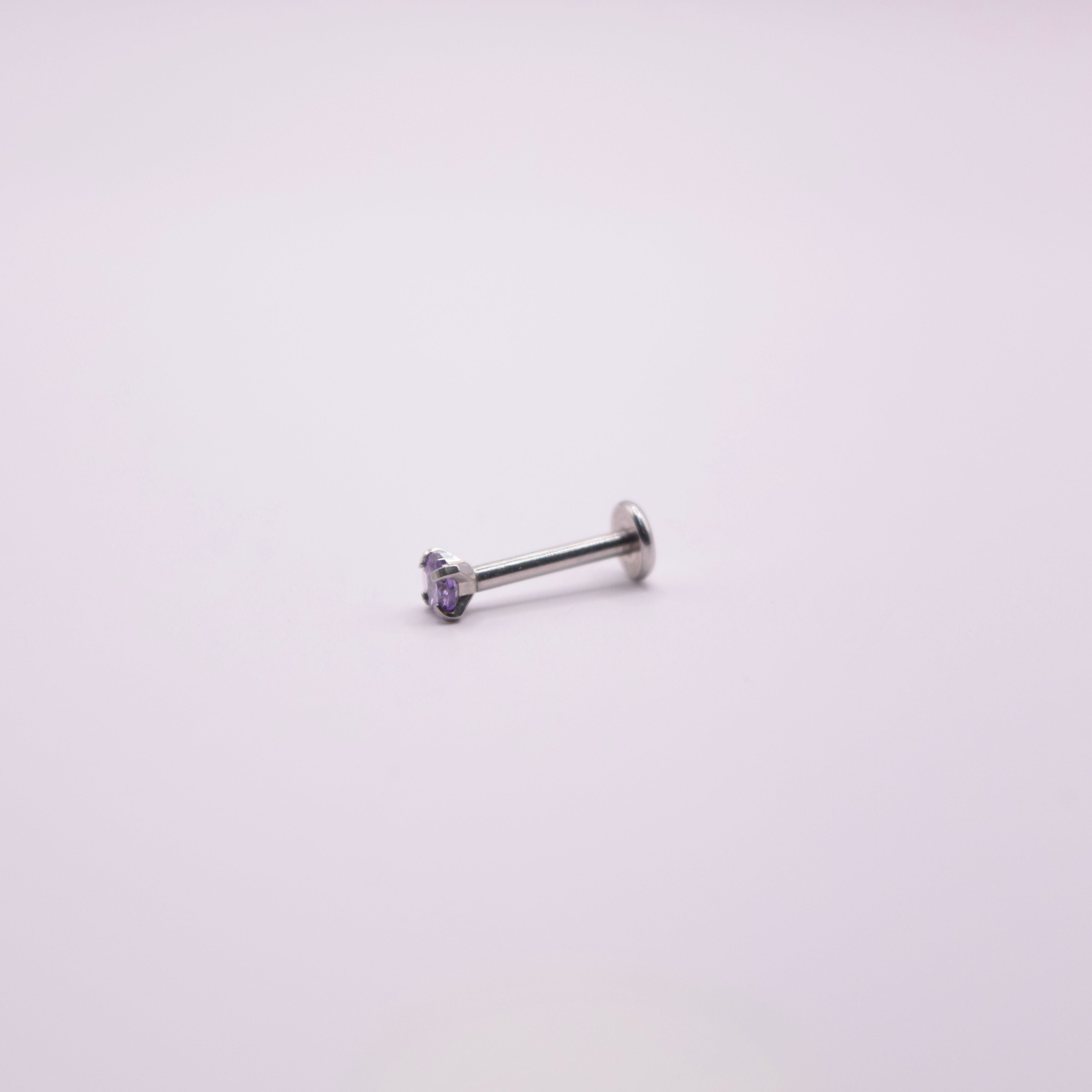 Labret - Cristal morado plateado mediano