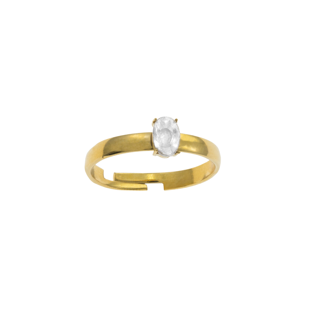 Anillo - cristal ovalado dorado