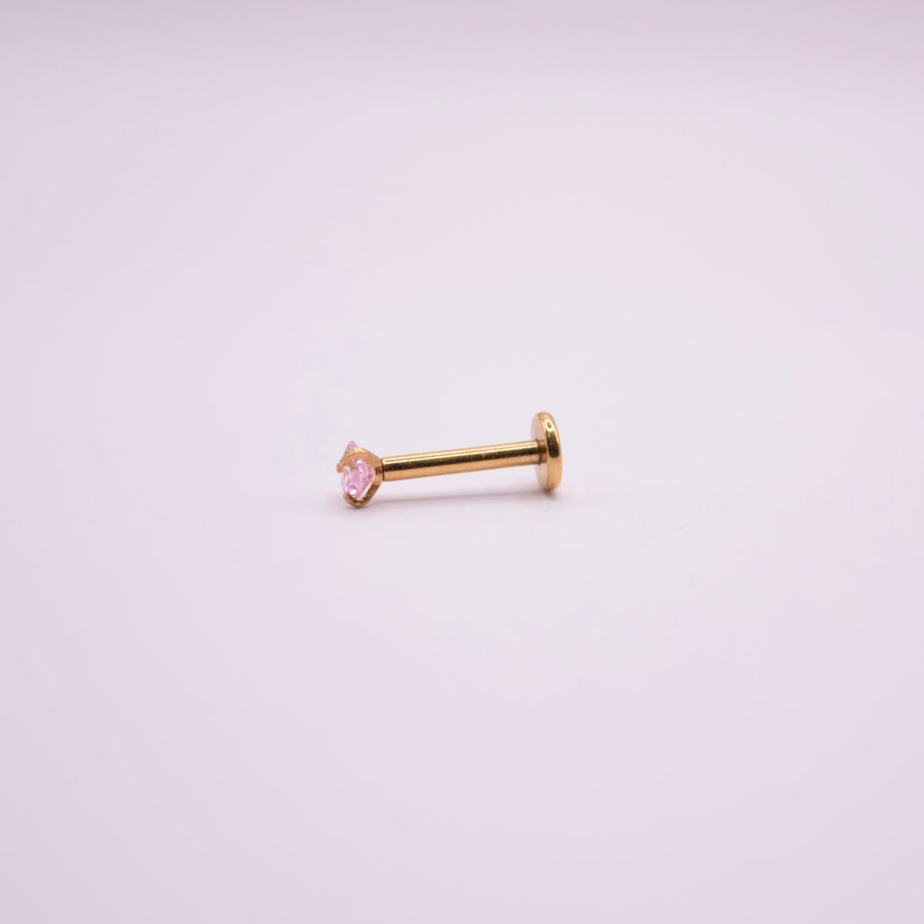 Labret -  Corazón Cristal Rosa mediano