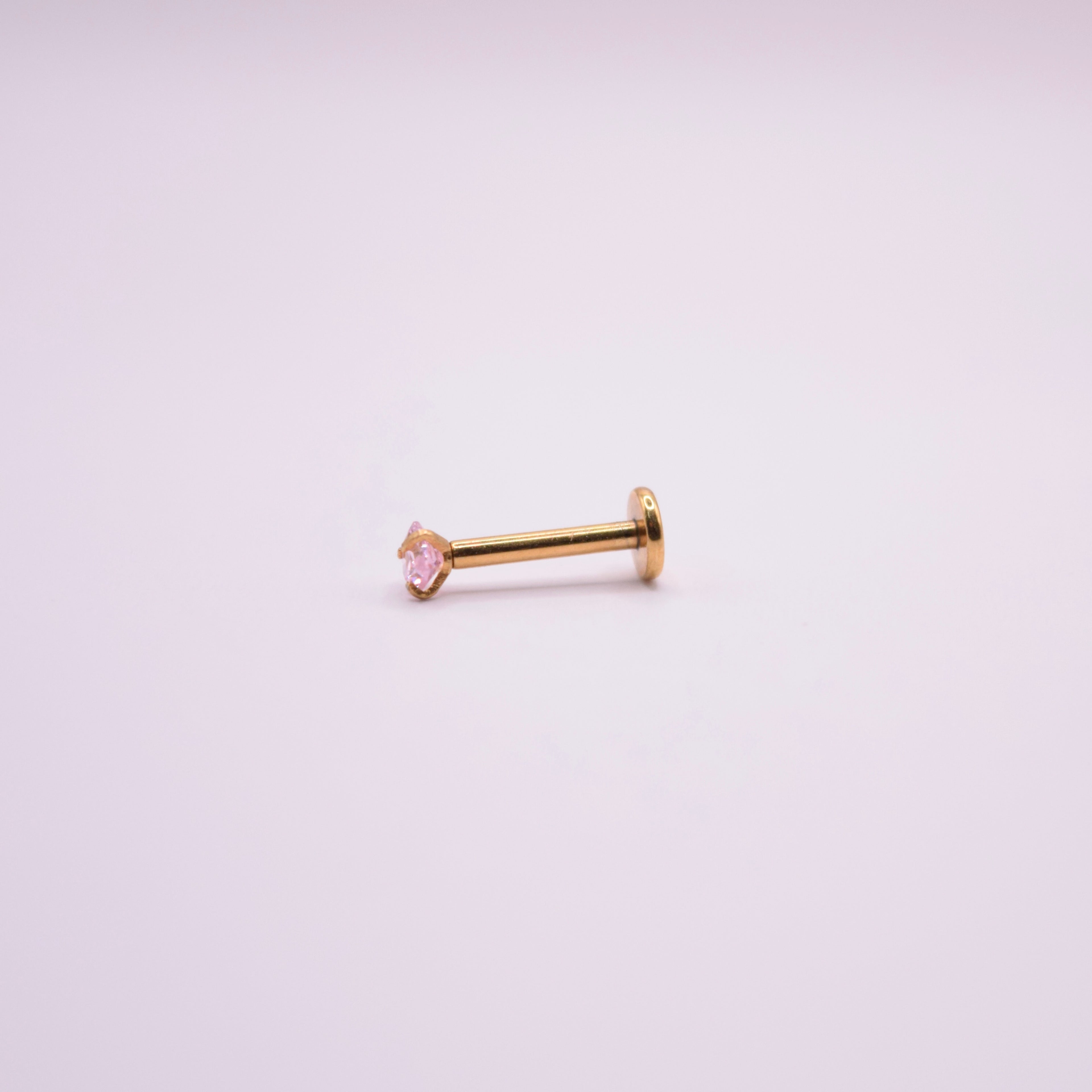 Labret -  Corazón Cristal Rosa mediano