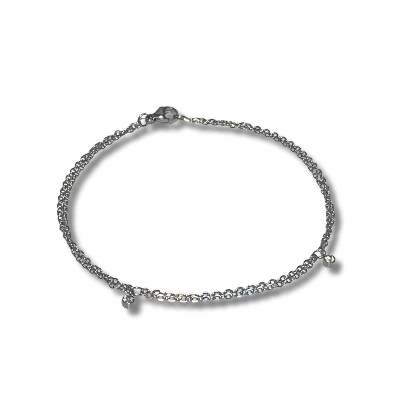 Pulsera - Doble Cristal Plateado