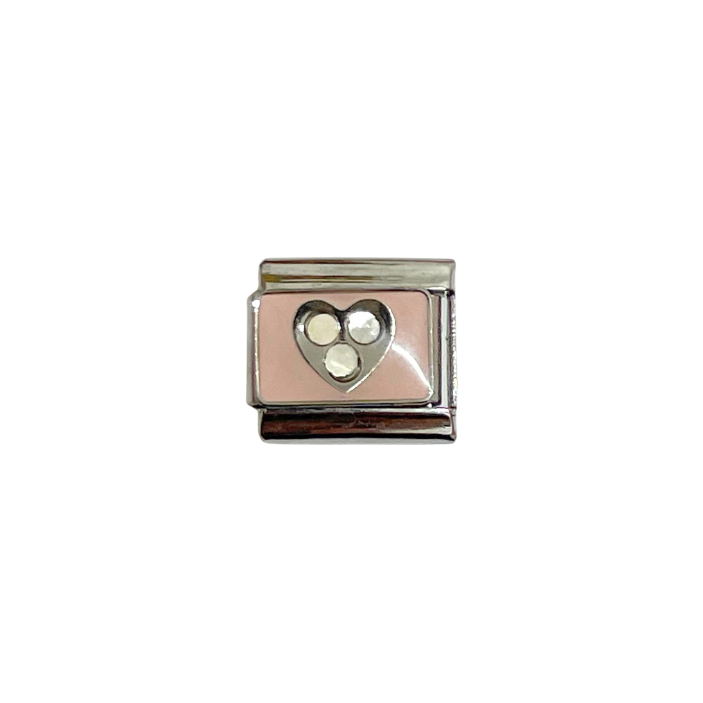 Charm italiano - Corazon rosa y zirconias