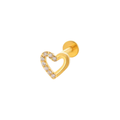Labret titanio - corazón dorado media zirconias