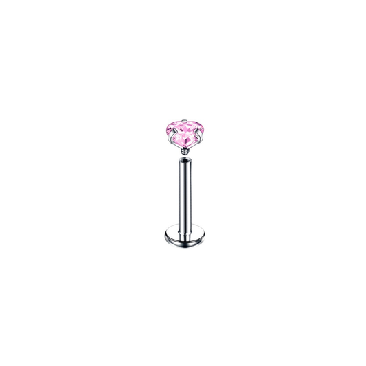 Piercing Labret - Zirconia Corazón Rosa