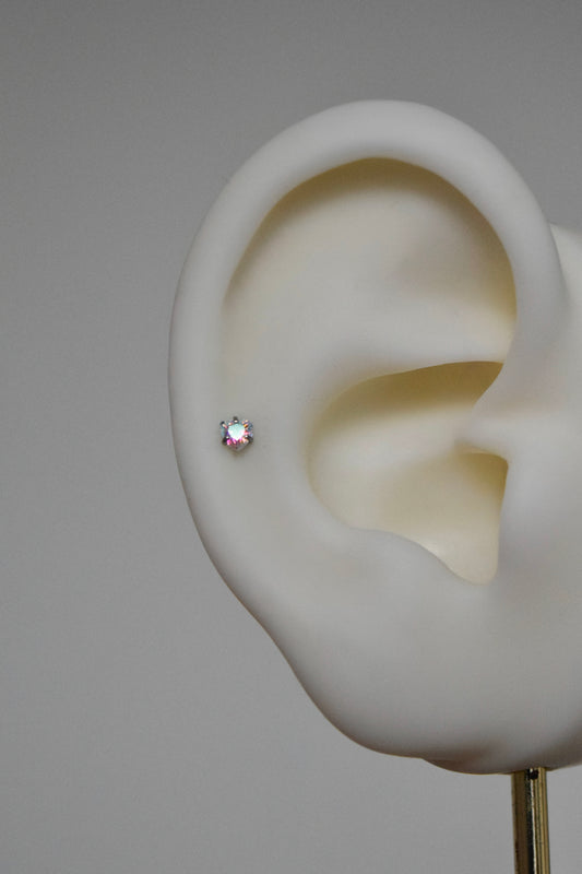 Labret - Corazón tornasol blanco mediano