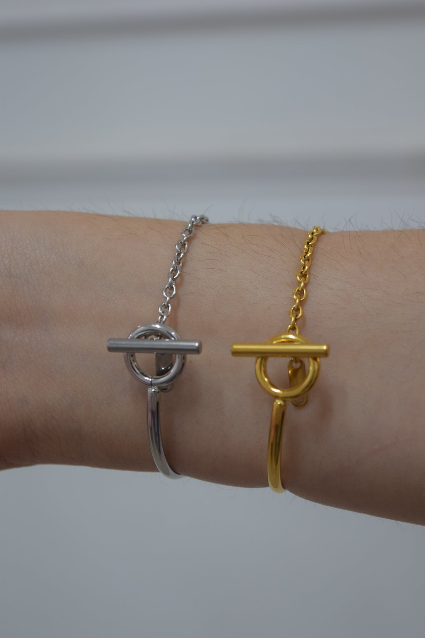 Brazalete - Liso Con Cadena T Plateado