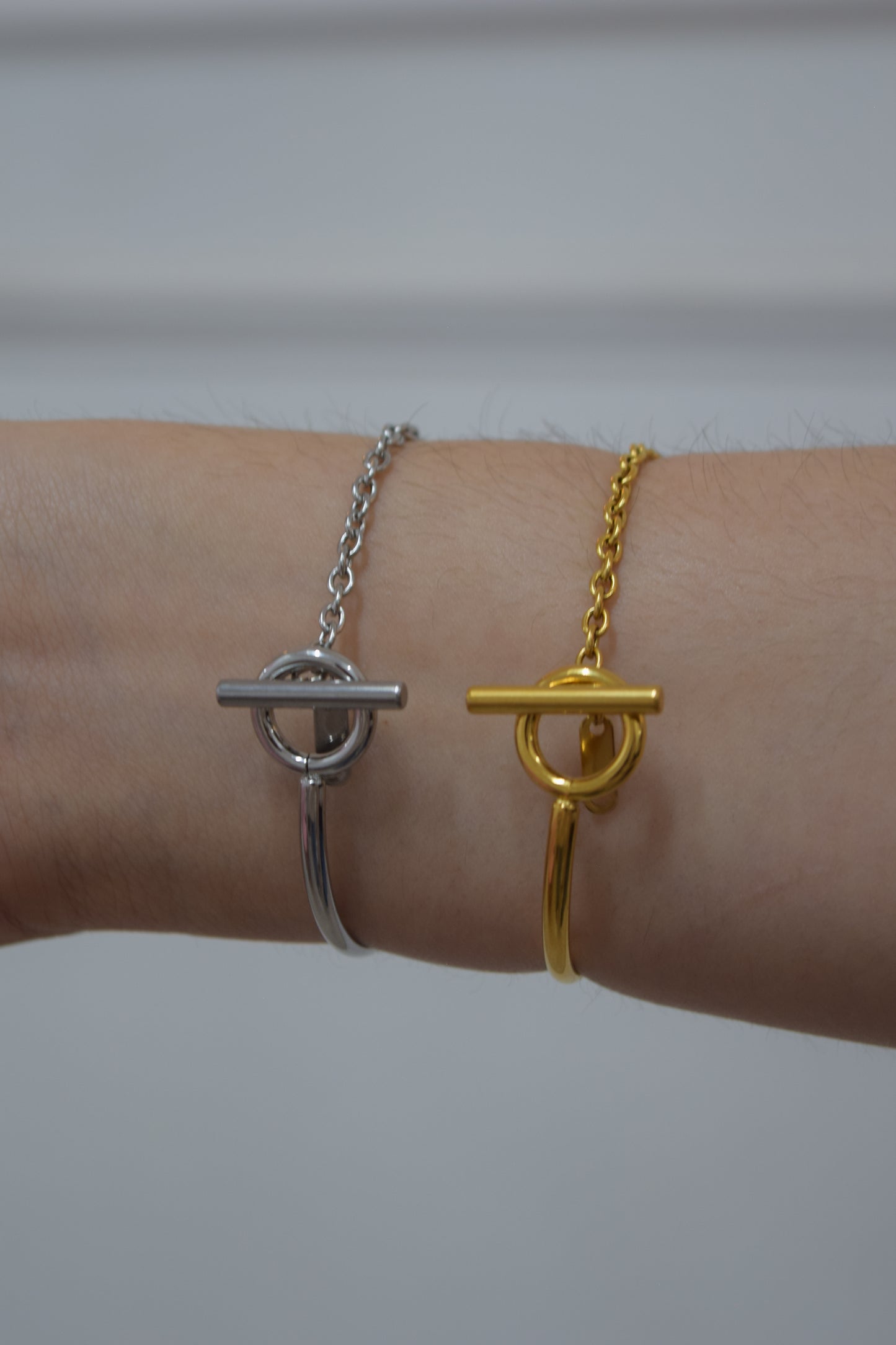 Brazalete - Liso Con Cadena T Plateado