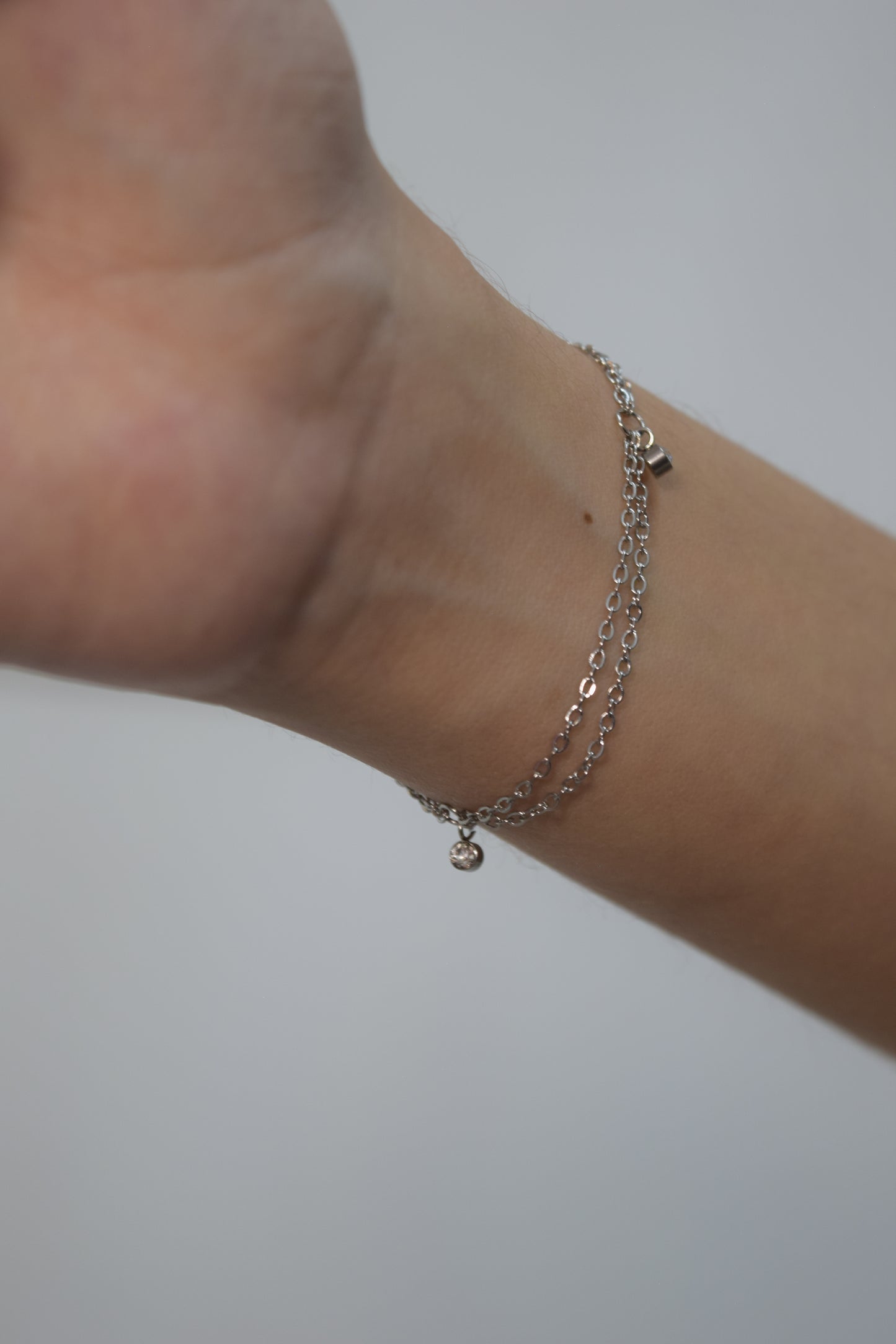 Pulsera - Doble Cristal Plateado