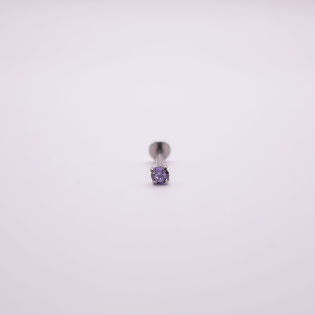 Labret - Cristal morado plateado mediano