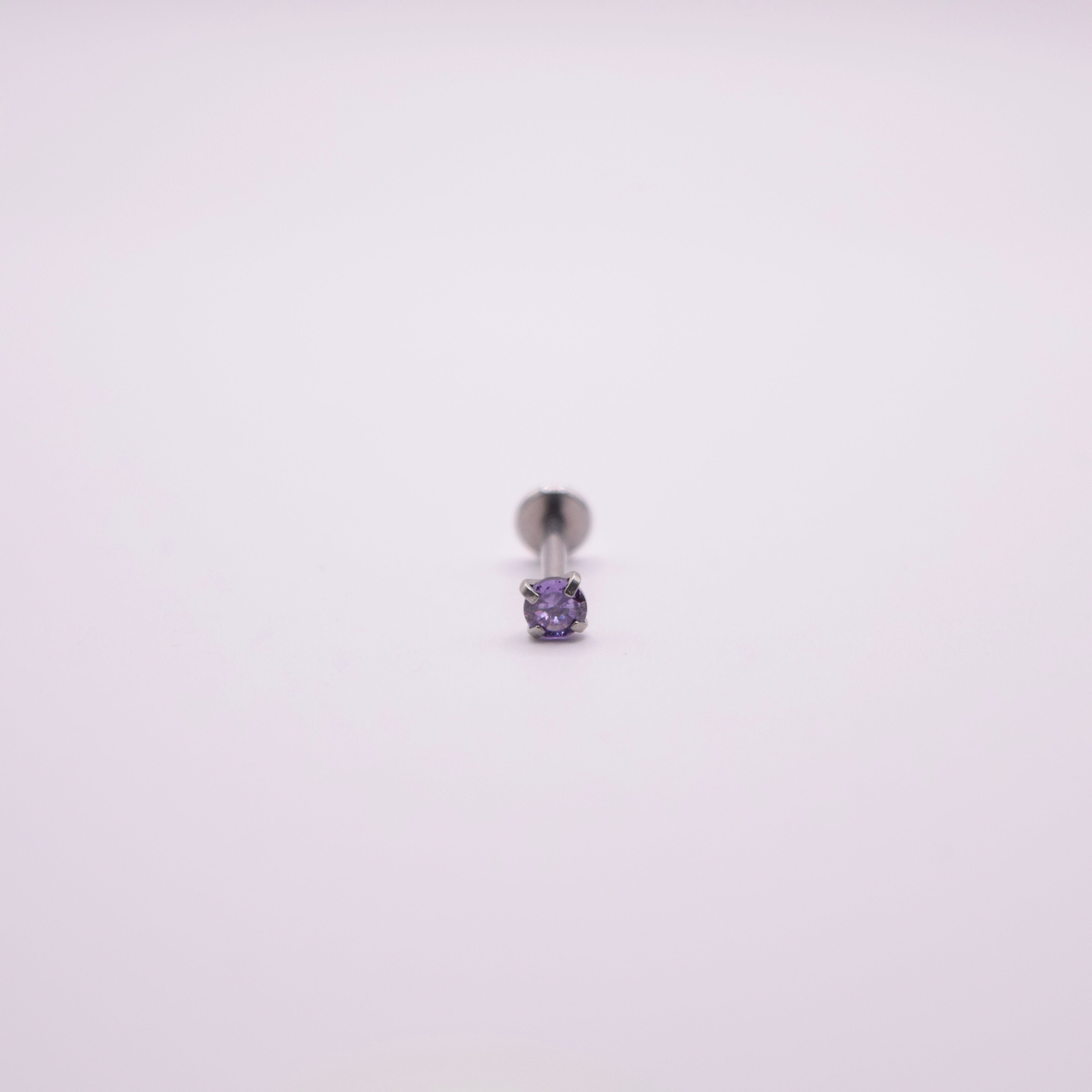 Labret - Cristal morado plateado mediano