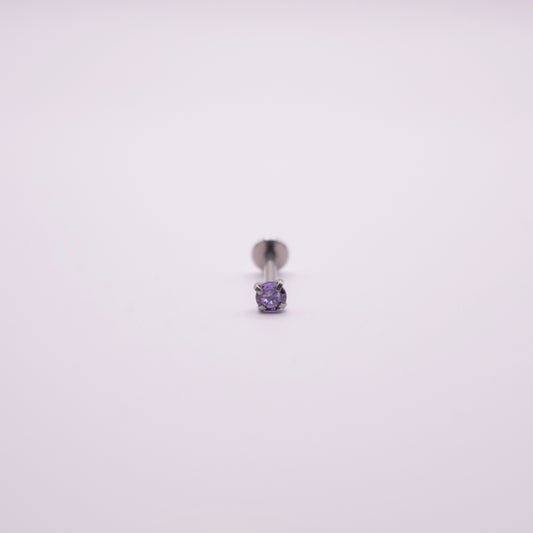 Labret - Cristal morado plateado mediano