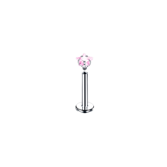 Piercing Labret - Zirconia Estrella Rosa