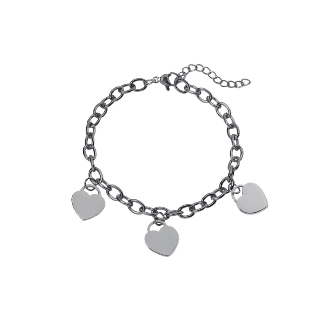 Pulsera - Charm Corazones plateado