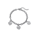 Pulsera - Charm Corazones plateado
