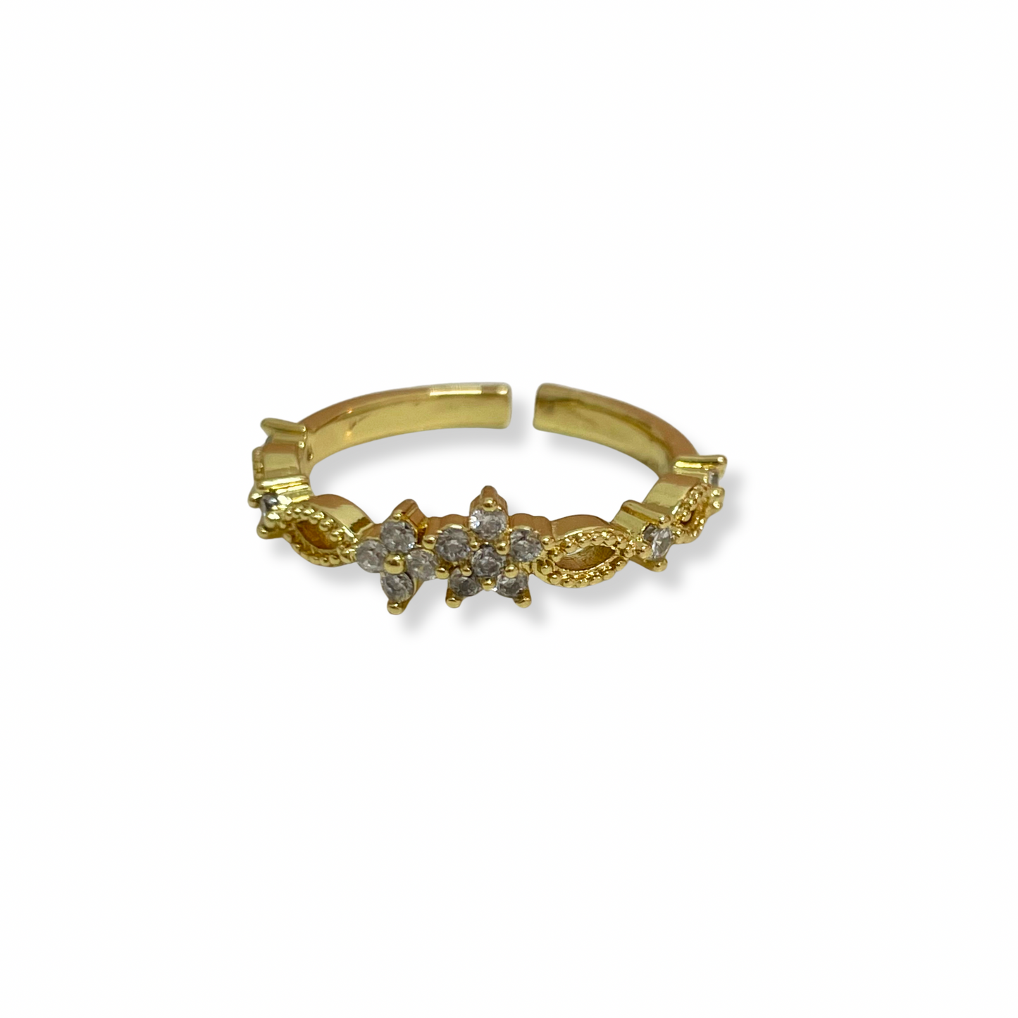 Anillo - flor zirconias